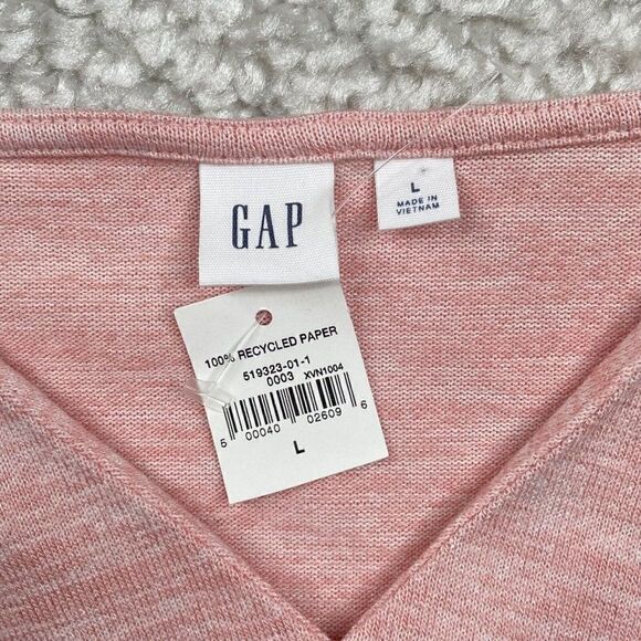 Gap Long Sleeve Softspun Wrap Front Top Heathered Pink NEW - Picture 4 of 8